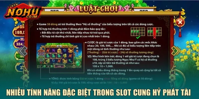 Nhiều tính năng đặc biệt trong slot cung hỷ phát tài 